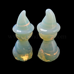 Opalite Carved Cat with Witch Hat Figurines&nbsp;DJEW-D012-07L
