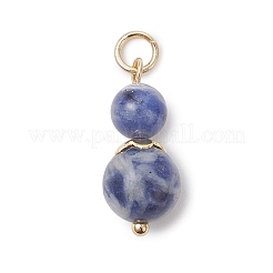 3Pcs 3 Styles Dyed Natural Quartz & Blue Spot Jasper & Lapis Lazuli Round Beaded Pendants&nbsp;PALLOY-JF04701-01