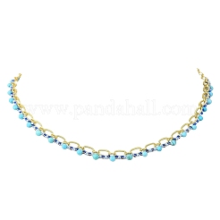 Dyed Faceted Round Natural Magnesite and Glass Seed Beaded Necklaces&nbsp;NJEW-MZ00155
