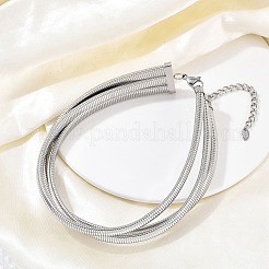 304 Stainless Steel 3-Strand Snake Chain Necklaces for Women&nbsp;NJEW-B122-02P
