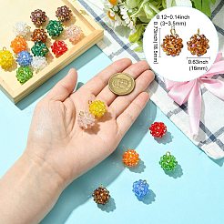 手作りのナイロンワイヤーガラスビーズペンダント、ガラスパールラウンドビーズ付き  ミックスカラー  18.5x16x16mm  穴：3x3.5mm&nbsp;PALLOY-CJ00105