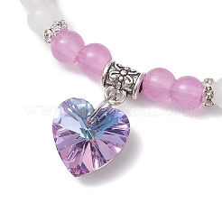 Baking Paint Imitation Jade Glass Round Beaded Charm Bracelets&nbsp;BJEW-JB11737-02