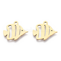 ステンレスペンダント201個  魚のチャーム  ゴールドカラー  15x18x1mm  穴：1.6mm&nbsp;STAS-T052-49G