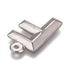 変色しにくい304ステンレススチールペンダント  アルファベット  文字.f  16x9.5x2mm  穴：1mm&nbsp;STAS-H119-01P-F
