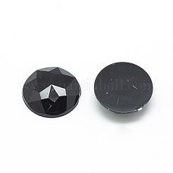 アクリルラインストーンフラットバックカボション  多面カット  底面銀メッキ  半円/ドーム  ブラック  20x5mm&nbsp;GACR-Q008-20mm-05