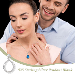 1Pc 925 Sterling Silver Pendant Cabochon Settings&nbsp;STER-GA0001-32