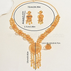 Vintage Alloy Hollow Teardrop Tassel Earrings & Necklaces & Rings Set for Wwomen&nbsp;YJ4810