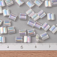 MIYUKIティラビーズ  日本製シードビーズ  2穴  （tl250)クリスタルab  5x5x1.9mm  穴：0.8mm  約1180個/100g&nbsp;SEED-J020-TL250