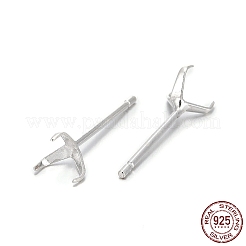 925スターリングシルバーイヤリングのセッティング  銀  トレイ：4mm  14x5mm  ピン：0.6mm&nbsp;STER-P032-11S