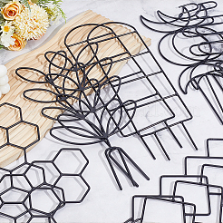 12個 2スタイル プラスチック植物登山トレリス  混合形状  ブラック  320~390x100~155x3mm&nbsp;AJEW-GO0005-49