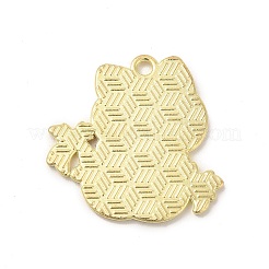 クリスマステーマ合金エナメルペンダント  ライトゴールド  猫のチャーム  クリスマスベル模様  26x26x1.5mm  穴：2.1mm&nbsp;ENAM-A142-01B
