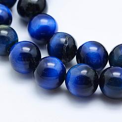 天然石タイガーアイビーズ連売り  染め＆加熱  ラウンド  10mm  穴：1mm  約38~39個/連  14.9インチ（38cm）&nbsp;G-K203-86-10mm