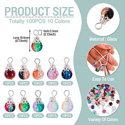100Pcs 10 Colors Glass Pendants&nbsp;PALLOY-TAC0291