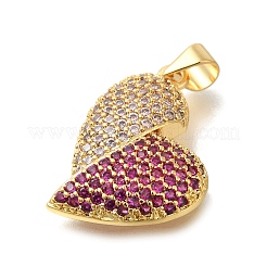 Brass Micro Pave Cubic Zirconia Pendants&nbsp;KK-R002-19G-01