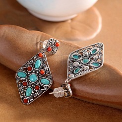 Synthetic Turquoise Dangle Stud Earrings&nbsp;EJEW-C178-06B
