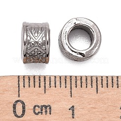 チベット風合金ヨーロピアンビーズ  大穴ビーズ  鉛フリー＆カドミウムフリー  コラム  ガンメタ色  8x5mm  穴：4.5mm&nbsp;X-K0932051