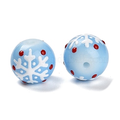 クリスマスをテーマにしたベーキングペイントとガラスビーズ  エナメル  形状が混在した丸い  ミックスカラー  12.5~13x11mm  穴：1.6mm&nbsp;LS-LAMP-I028-08