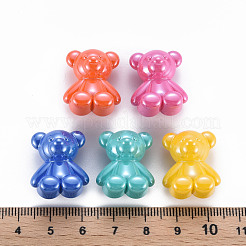 真珠色の不透明なアクリルビーズ  片穴  クマ  ミックスカラー  22x18.5x13mm  穴：3.5mm&nbsp;MACR-S373-39I
