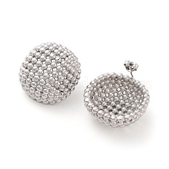 ラックメッキ半円形真鍮スタッドピアス  鉛フリー＆カドミウムフリー  長持ちメッキ  プラチナ  24x24mm&nbsp;EJEW-M029-08P