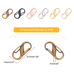 12個 6色 亜鉛合金 DIY バッグ 調節可能な留め具 アクセサリー  バッグバックル  ミックスカラー  2.75x1.3x0.7cm  2個/カラー&nbsp;FIND-PH0002-89