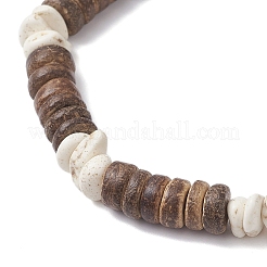 Natural Coconut & Magnesite Chip Beads Stretch Bracelets for Men Women&nbsp;BJEW-JB12457-01
