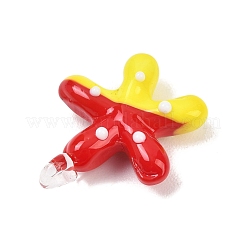 ガラスチャーム  ヒトデのチャーム  きいろ  29~31x25~26x8.5mm  穴：3.5~4x2.3~4mm&nbsp;GLAA-A042-01A-04