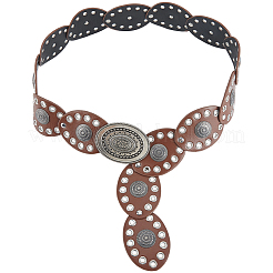 Vintage Alloy & PU Leather Oval Coin Waist Belts&nbsp;AJEW-WH20128-038B-1