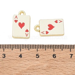 トランプの合金エナメルペンダント  ハートのエースチャーム  長持ちメッキ  ゴールドカラー  18x10.5x2mm  穴：1.8mm&nbsp;FIND-D044-27G-02