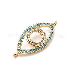 Brass Micro Pave Sky Blue and Clear Cubic Zirconia Connector Charms&nbsp;KK-H529-05B-G01
