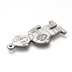 変色しない304ステンレススチールペンダント  男の子  ステンレス鋼色  36x17x2mm  穴：1.6mm&nbsp;STAS-P256-03P