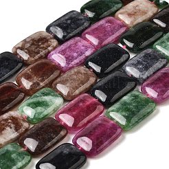 天然染めのマレーシアジェイドビーズ連売り  長方形  ミックスカラー  18~18.5x13~13.5x4.5~5mm  穴：1.2mm  約22個/連  15.87''（40.3センチメートル）&nbsp;G-B137-B02-01