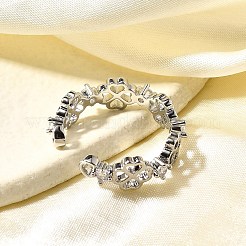Brass Micro Pave Cubic Zirconia Cuff Rings for Women&nbsp;RJEW-Q008-01P-02
