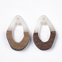 樹脂＆ウォールナットウッドペンダント  ティアドロップ  ミックスカラー  28x17.5x3mm  穴：1.8mm&nbsp;RESI-T023-A-17-M