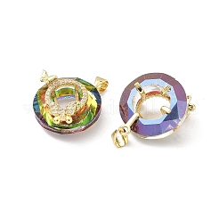 Brass Micro Pave Clear Cubic Zirconia Pendants&nbsp;KK-B141-31G