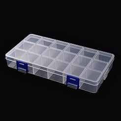 プラスチックビーズ保管容器  18コンパートメントオーガナイザーボックス  長方形  透明  21.5x11x3cm&nbsp;CON-S043-05