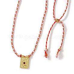 Vintage Alloy Rectangle with Hamsa Hand Pendant Braided Rope Slider Necklaces&nbsp;GM4546-2