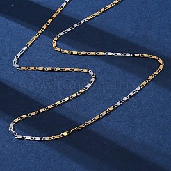 女性用真鍮リンクチェーンネックレス  304ステンレススチール製カニカン付き  ラックめっき  鉛フリー＆カドミウムフリー  長持ちメッキ  プラチナ·ゴールデン  17.72インチ（45cm）&nbsp;NJEW-D302-68G