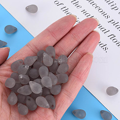 透明なアクリルパーツ  艶消し  ティアドロップ  グレー  13x8.5mm  穴：1.6mm  約1000個/500g&nbsp;MACR-S373-67-M03