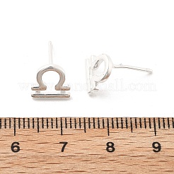 925スターリングシルバースタンドピアス  銀  十二星座  天秤座  8x8.5mm&nbsp;EJEW-K303-01S-05