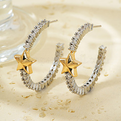 Elegant Brass Clear Cubic Zirconia Star Stud Earrings&nbsp;VM5173