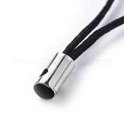 携帯電話のストラップ  カラフルなDIYの携帯電話のストラップ  合金端のナイロンコードループ  ブラック  50~60mm&nbsp;SCW011