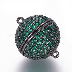 真鍮マイクロパヴェキュービックジルコニアマグネットクラスプ、ループ付き  ラウンド  ミックスカラー  19.5x16mm  穴：1mm&nbsp;ZIRC-L075-49E