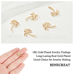 真鍮製ペンダント20個  丸カン付き  ヤシ  18KGP本金メッキ  16.5x12x2mm  丸カン：4x1ミリ  穴：2mm&nbsp;KK-BC0004-99