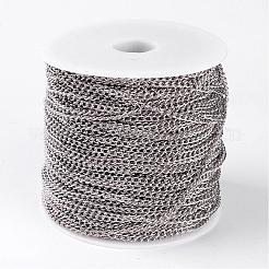 アイアン製ツイストチェーン  溶接されていない  スプールで  鉛フリーとニッケルフリー  プラチナ  5x3x0.8mm  約328.08フィート（100m）/ロール&nbsp;CHS003Y-P-FF
