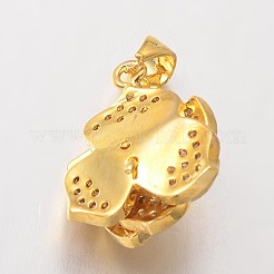 花の真鍮マイクロパヴェキュービックジルコニアチャーム  鉛フリーとニッケルフリー  ミックスカラー  18x15x7mm  穴：3x4mm&nbsp;ZIRC-I014-32-FF