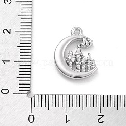 合金ペンダント  ステンレス鋼色  ムーン  17x13x3mm  穴：1.4mm&nbsp;FIND-M078-01D-P
