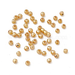 真鍮ビーズ  長持ちメッキ  ラウンド  18KGP本金メッキ  4x3.5mm  穴：1.5mm&nbsp;KK-A171-03G-01