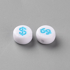 Craft Style White Mixed Color Acrylic Symbol Beads&nbsp;X-MACR-Q241-A002