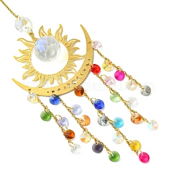 Brass & 304 Stainless Steel Sun Moon Suncatchers&nbsp;HJEW-JM05013-02