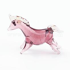 インテリアオーナメントパーツ  手作りランプワーク表示の装飾  馬  パープル  31~35x9x22~26mm&nbsp;LAMP-J084-37